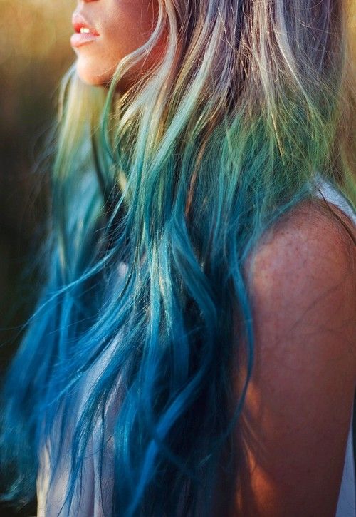 Multi-colored ombre hair.