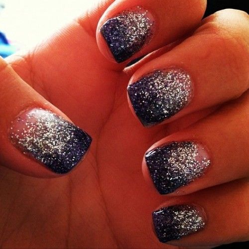 Navy blue and silver sparkles.