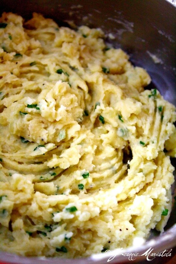 Not potatoes! Olive Oil, Garlic, Chives, Romano Cheese Mashed Cauliflower. If yo