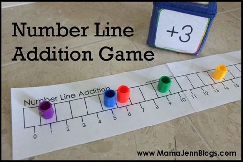 Number Line Addition & Subtraction Math Games.  You can use the tops of drie