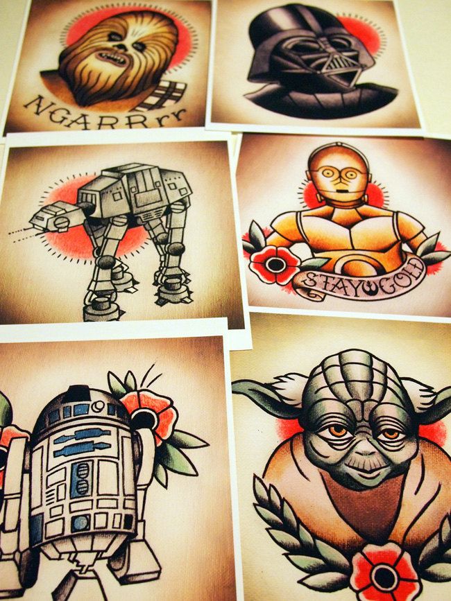 OMG. Star Wars Traditional Tattoo Flash Set.