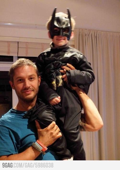 Ok this is adorable — I love him more now!     Tom Hardy "Bane" and H