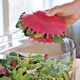 One handed salad scoops! Easy in a buffet line when you're holding your plat