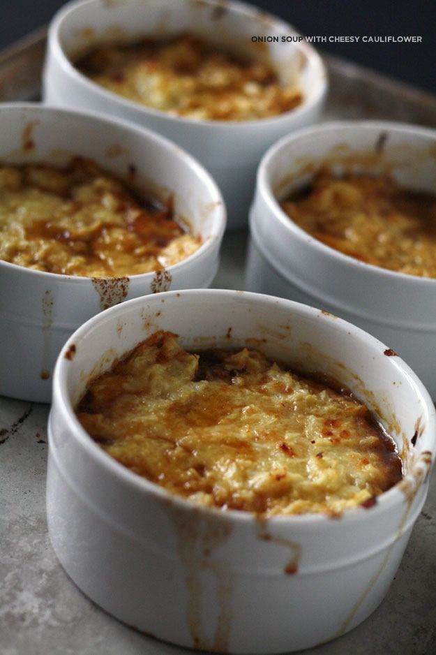 Onion Soup with Cheesy Cauliflower