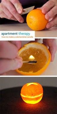 Oranges burn like candles. No messy wax, and no wick required. Who knew? I bet t