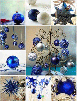 Our Christmas tree is all blue, silver, and glass ornaments with blue & white li