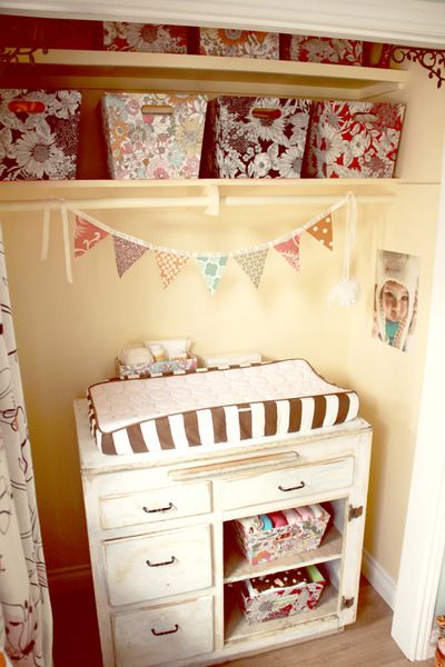 Our nursery-to-be has a nice size closet like this one. I love the idea of takin