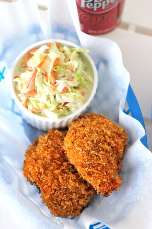 Oven-Fried Chicken with Homemade Coleslaw