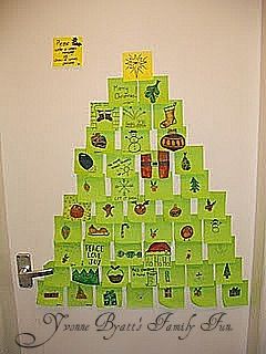 POST IT NOTE (STICKY NOTES) CHRISTMAS TREE – I think it would be great as a clas
