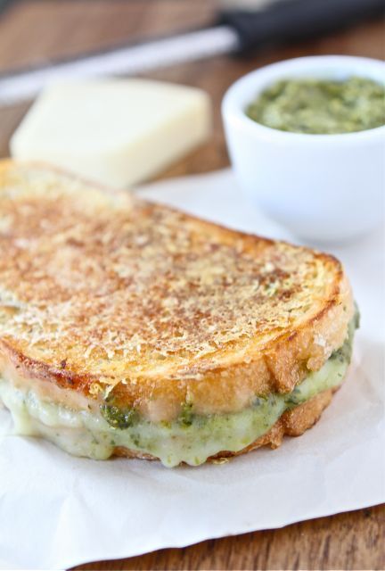 Parmesan-crusted pesto grilled cheese