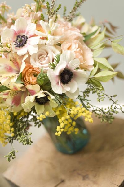 Pastel Bouquet with Bright Yellow