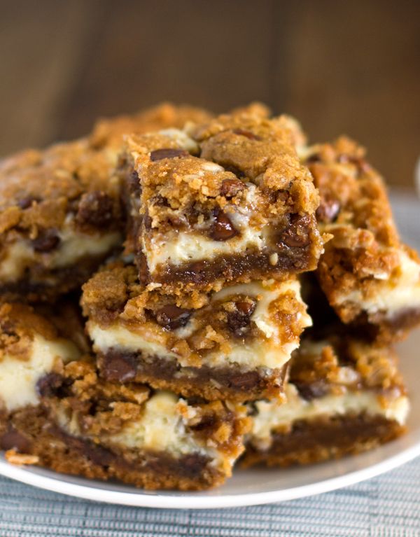 Peanut Butter Chocolate Chip Cream Cheese Cookie Bars…. ( say that 10 times in