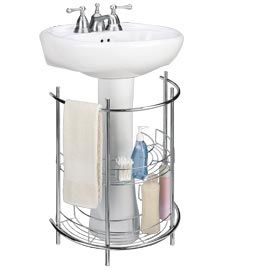 Pedestal Sink Organizer, Under Sink Storage, Curved Wire Shelves | Solutions