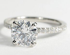 Petite Pavé Diamond Engagement Ring in Platinum #BlueNile