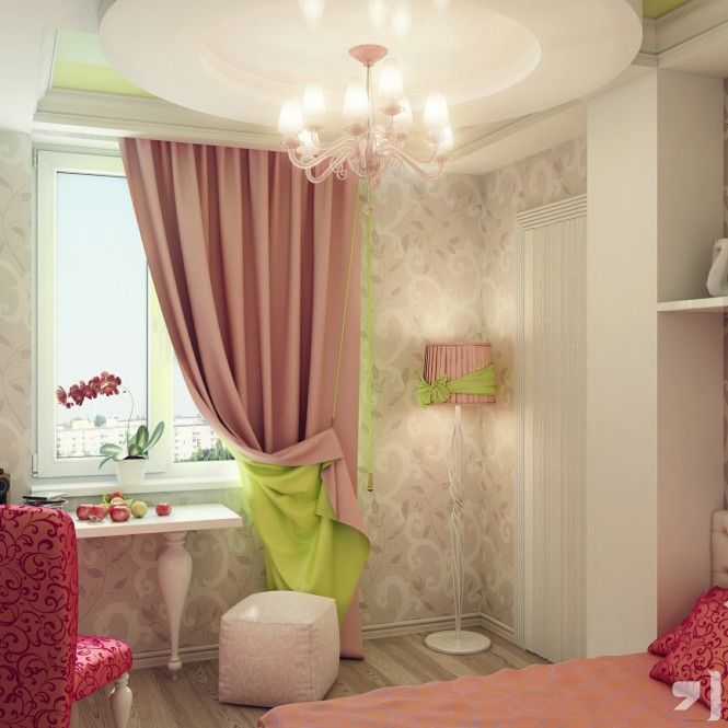 Pink Green Cream Girls Bedroom Decor