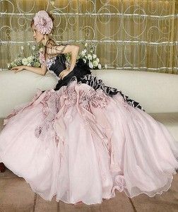 Pink tulle wedding dress
