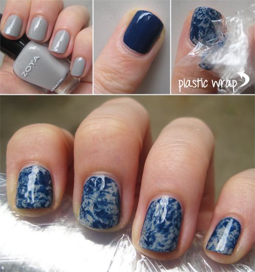 Plastic Wrap Nails Step by Step