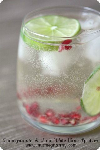 Pomegranate and Lime White Wine Spritzer- this looks nice for Christmas