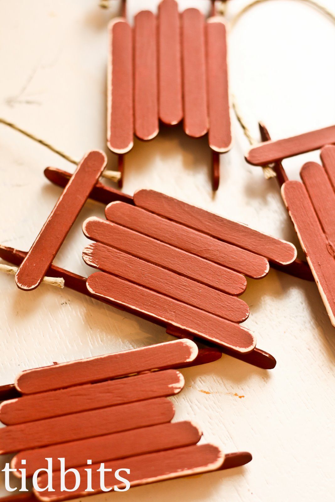 Popsicle stick sled ornaments :)