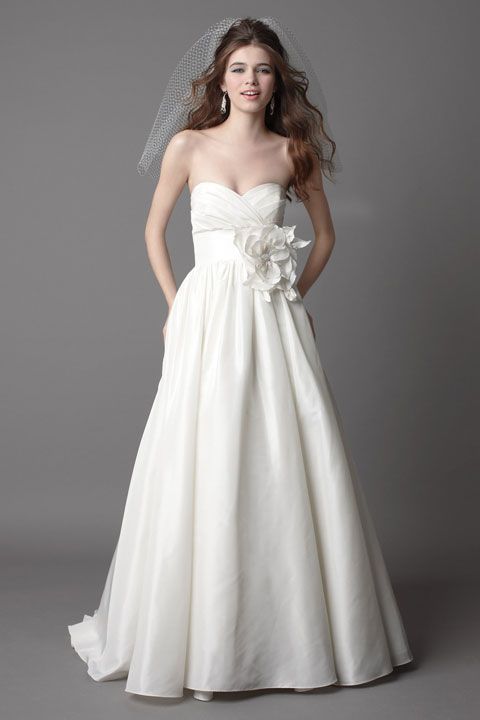 Pretty ball gown empire waist taffeta wedding dress