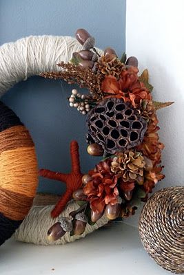 Project 12: Wrapped Yarn Fall Wreath (DIY for Busy Gals) #wreath