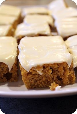 Pumpkin Bars and Cream Cheese Frosting.
