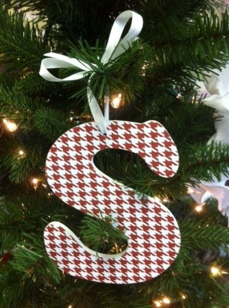 Red Houndstooth Christmas Ornament
