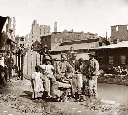 Richmond, Virginia. Group of Freed Slaves ("Freedmen") by canal