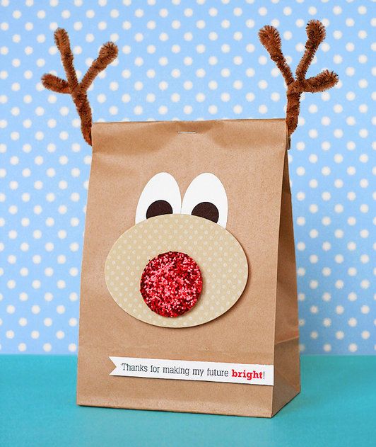 Rudolph bag, this is such a CUTE idea for a gift or even to use for maybe your c
