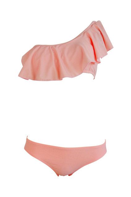 Single Shoulder Falbala Swim Suit