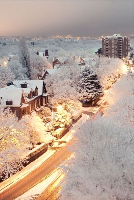 Snowy Dusk, London, England