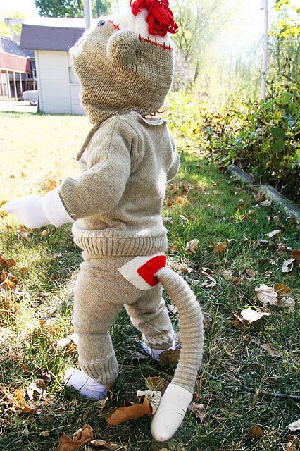 Sock monkey outfit from mens sweater minus the readymade hat tutorial