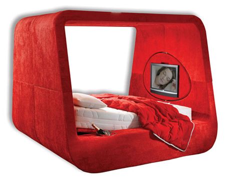 Sphere bed – built in TV, LED lighting, vanity mirror outside, even a cup-holder