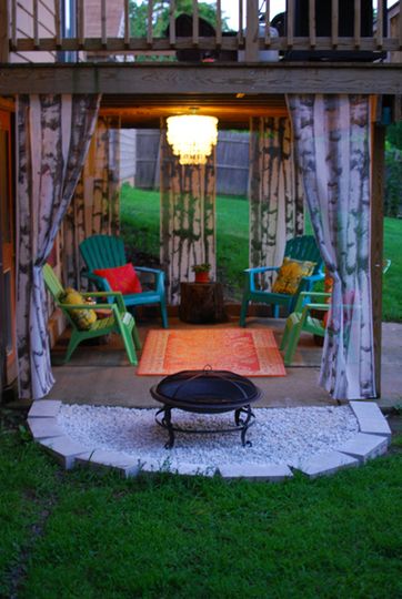 Summer living under a deck–or very similar to a carport outdoor room i once saw