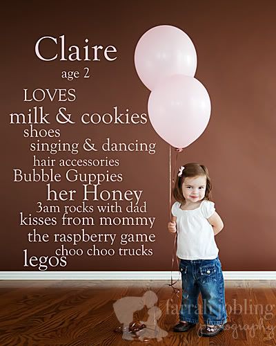 Take a picture of your child each birthday and list the things they loved/did th