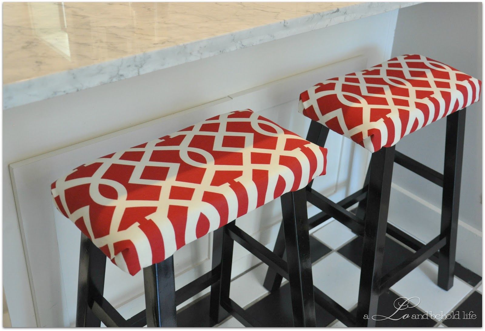 Target stools transformed with foam and fabric!