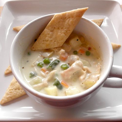 The Food Pusher: Chicken Pot Pie Soup. This was lick the bowl good. My kids even