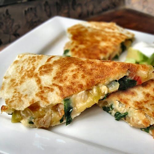 The Other Side of Fifty: Chicken, Spinach and Cannellini Bean Quesadillas