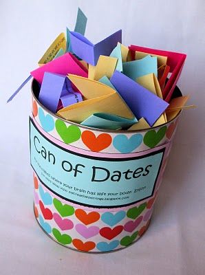 This is linked to a bridal shower idea where guests write down ideas for dates.