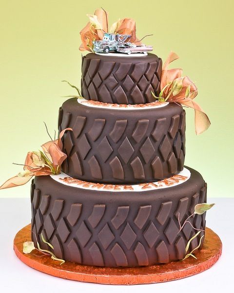 Tire Cake. Awesome cake for a construction, cars, or monster truck party!!