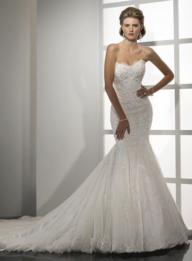 Trumpet / mermaid sleeveless tulle floor-length bridal gown,wedding dress online
