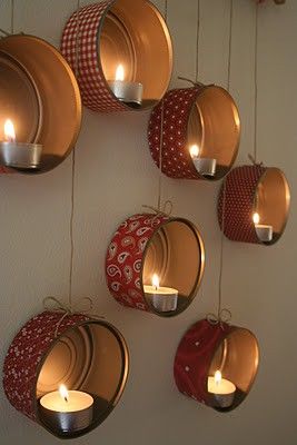 Tuna can candle holders for a little ambiance. CHEAP, CUTE and EASY!!! Will use
