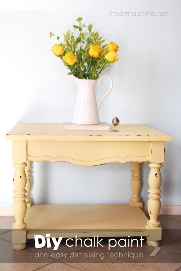 Use DIY chalk paint and this Vaseline distressing technique for a shabby chic lo