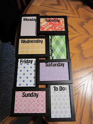 Use a collage photo frame to make a dry-erase weekly calendar…genius