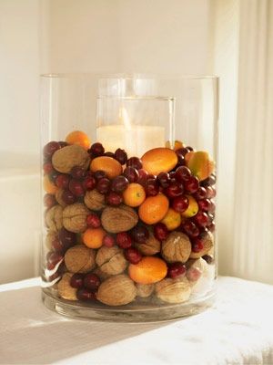 Walnuts, cranberries and kumquats–for naturally beautiful candle filler