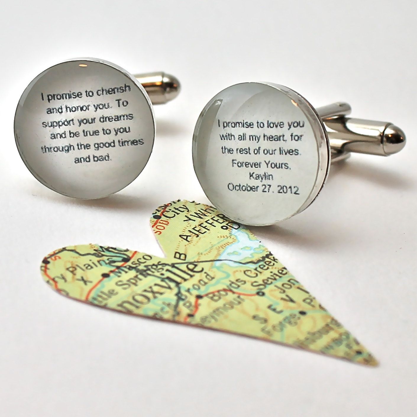Wedding Vows Cufflinks.  Customizable for You and Made to Order.