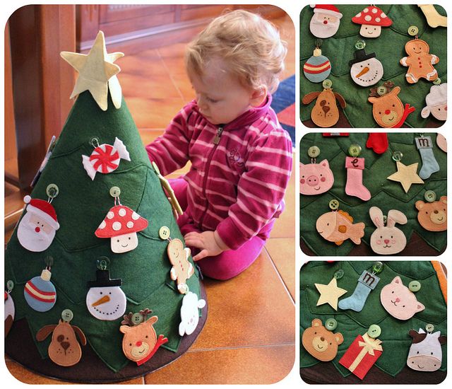 What a great tree idea for toddlers!  They can decorate this over and over again