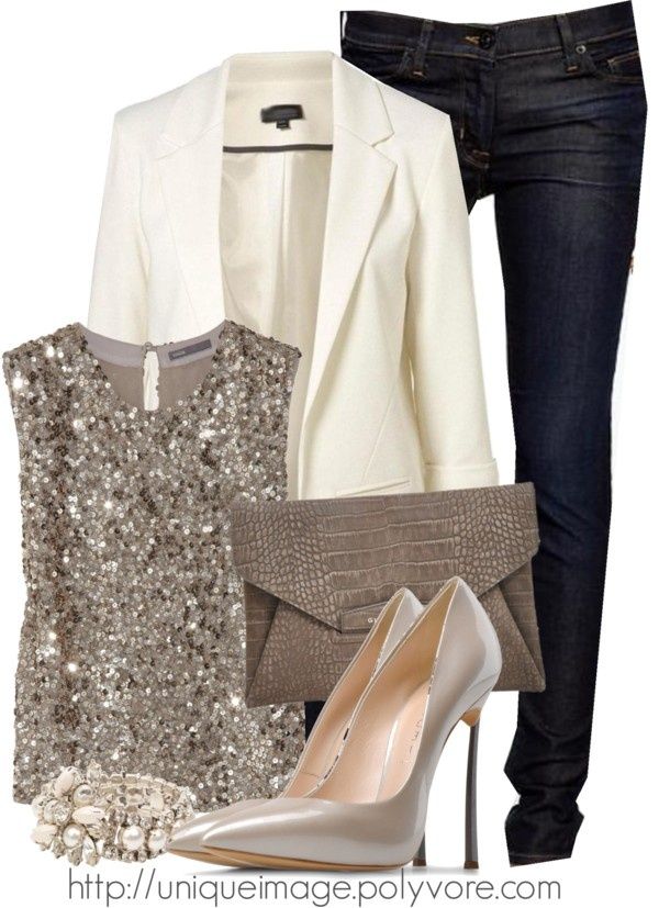 White blazer and some sparkle — For the holidays