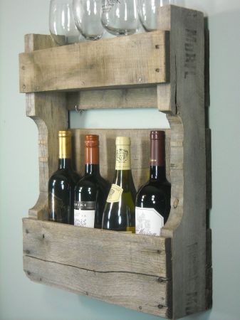 Wine glass and bottle rack from reclaimed pallet
