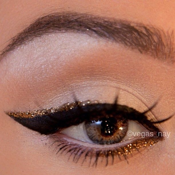 Winged liner and a little gold glitter